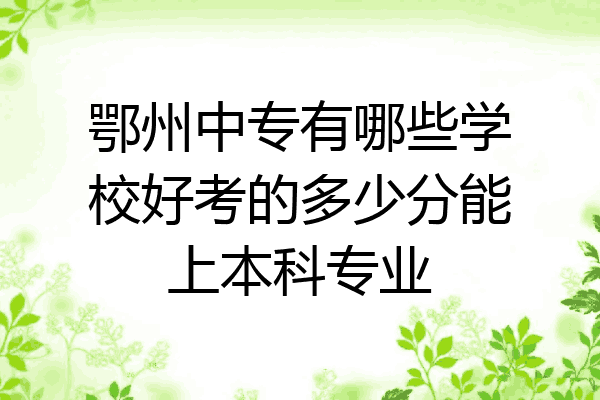 鄂州中专有哪些学校好考的多少分能上本科专业