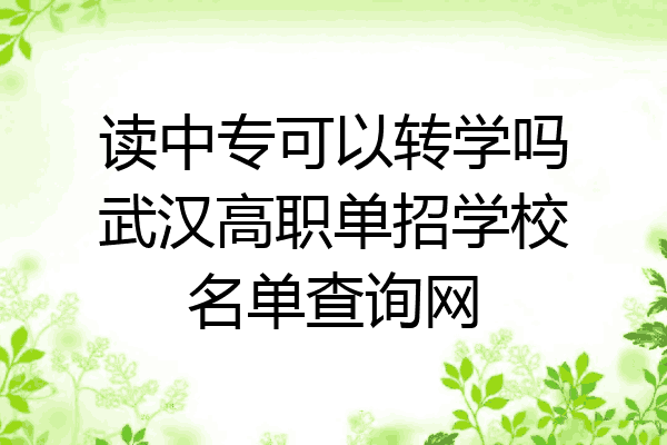 读中专可以转学吗武汉高职单招学校名单查询网