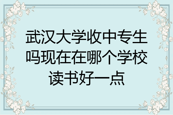 武汉大学收中专生吗现在在哪个学校读书好一点