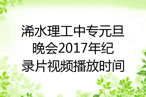 浠水理工中专元旦晚会2017年纪录片视频播放时间