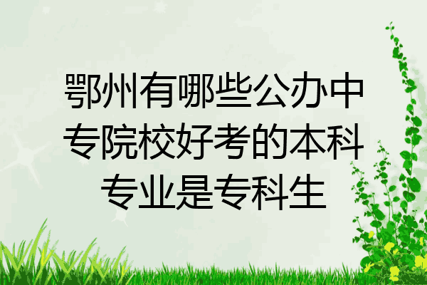 鄂州有哪些公办中专院校好考的本科专业是专科生