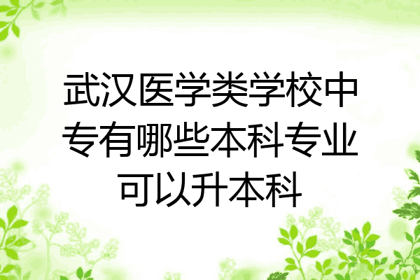 武汉医学类学校中专有哪些本科专业可以升本科