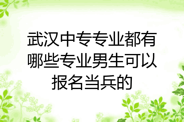 武汉中专专业都有哪些专业男生可以报名当兵的