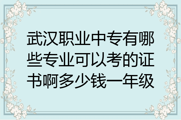 武汉职业中专有哪些专业可以考的证书啊多少钱一年级