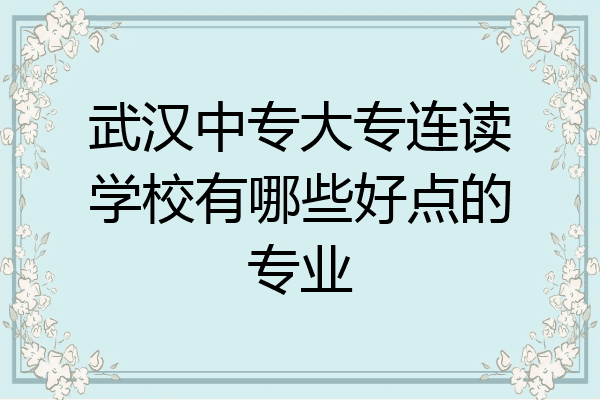 武汉中专大专连读学校有哪些好点的专业