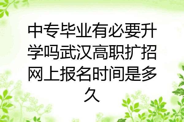 中专毕业有必要升学吗武汉高职扩招网上报名时间是多久