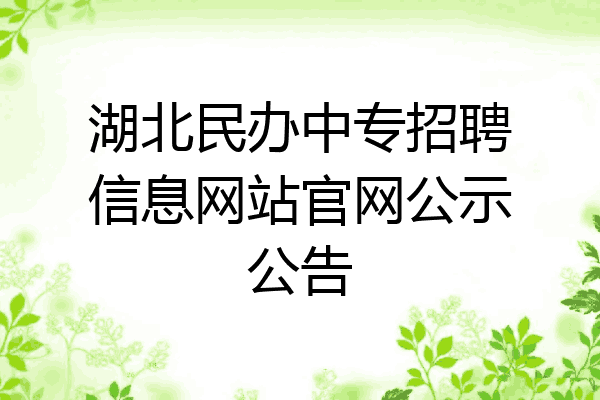 湖北民办中专招聘信息网站官网公示公告