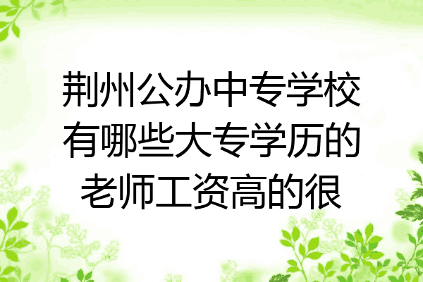 荆州公办中专学校有哪些大专学历的老师工资高的很