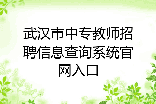 武汉市中专教师招聘信息查询系统官网入口