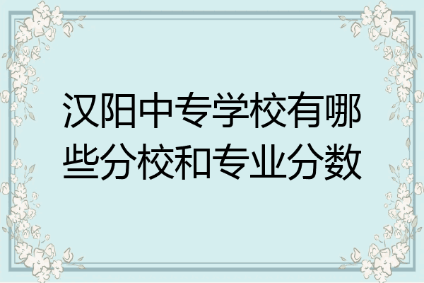 汉阳中专学校有哪些分校和专业分数