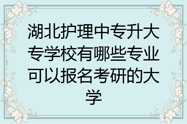 湖北护理中专升大专学校有哪些专业可以报名考研的大学