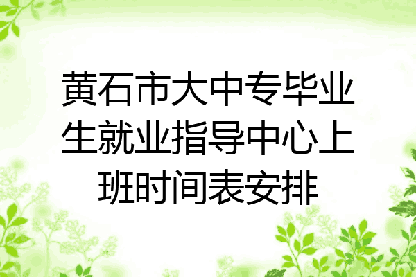 黄石市大中专毕业生就业指导中心上班时间表安排