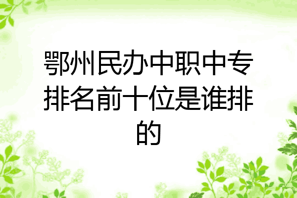 鄂州民办中职中专排名前十位是谁排的