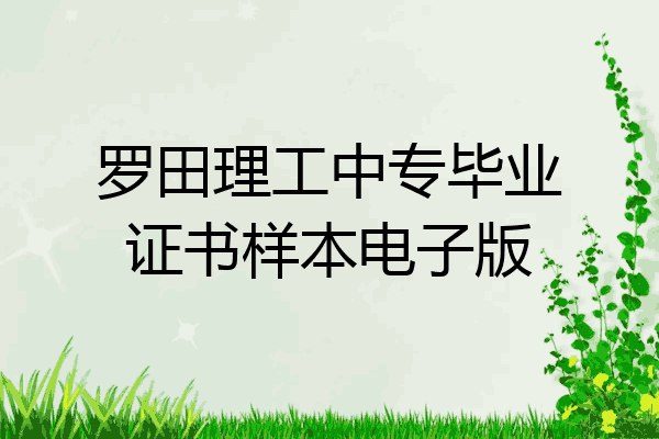 罗田理工中专毕业证书样本电子版