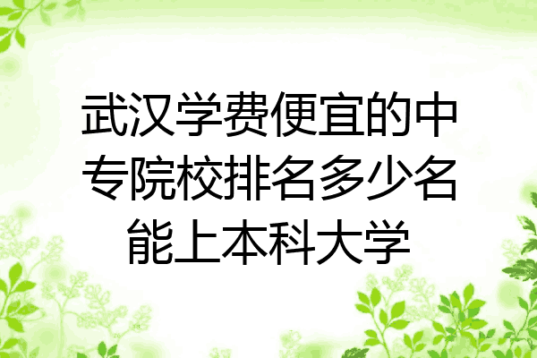 武汉学费便宜的中专院校排名多少名能上本科大学