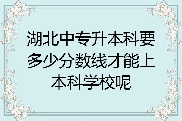 湖北中专升本科要多少分数线才能上本科学校呢