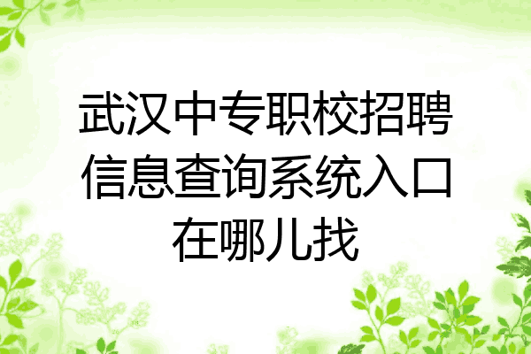 武汉中专职校招聘信息查询系统入口在哪儿找