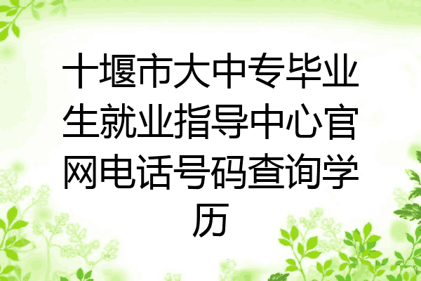 十堰市大中专毕业生就业指导中心官网电话号码查询学历