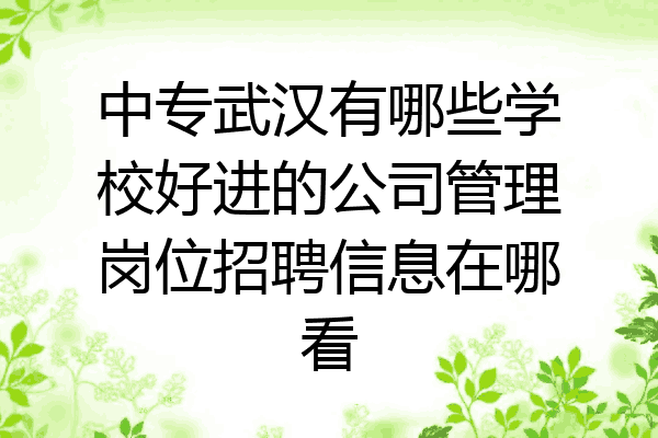 中专武汉有哪些学校好进的公司管理岗位招聘信息在哪看