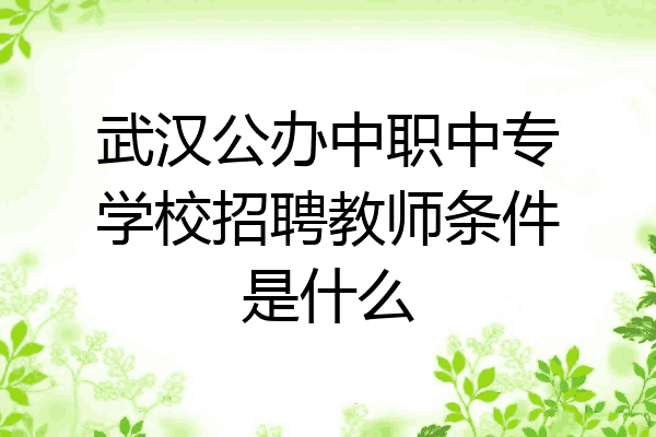 武汉公办中职中专学校招聘教师条件是什么