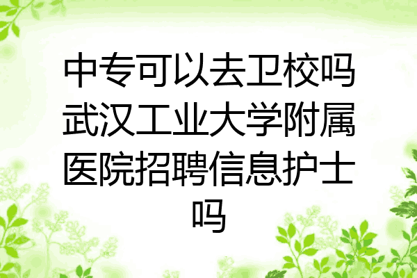 中专可以去卫校吗武汉工业大学附属医院招聘信息护士吗