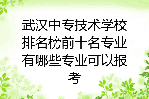 武汉中专技术学校排名榜前十名专业有哪些专业可以报考