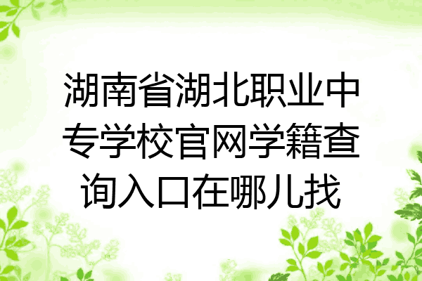 湖南省湖北职业中专学校官网学籍查询入口在哪儿找