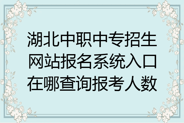 湖北中职中专招生网站报名系统入口在哪查询报考人数