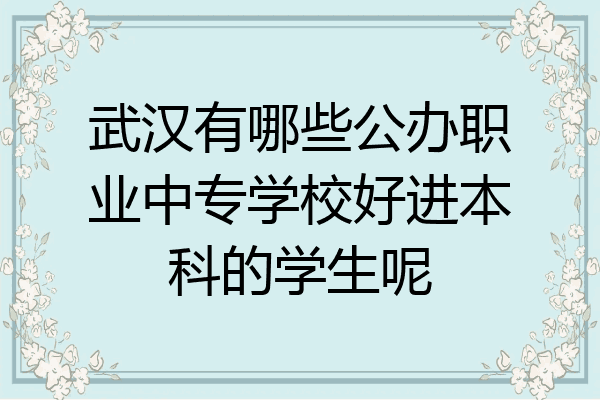 武汉有哪些公办职业中专学校好进本科的学生呢