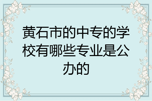黄石市的中专的学校有哪些专业是公办的