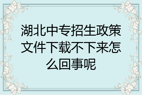 湖北中专招生政策文件下载不下来怎么回事呢