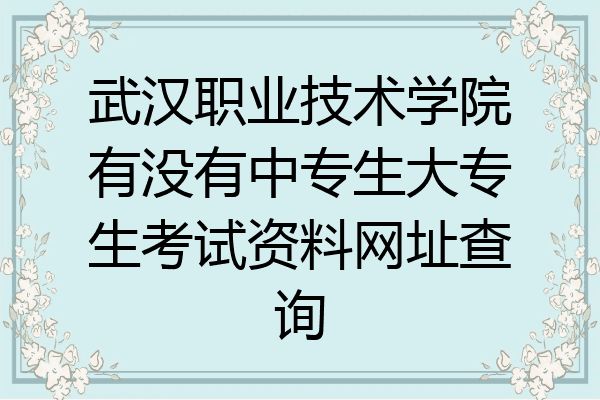 武汉职业技术学院有没有中专生大专生考试资料网址查询