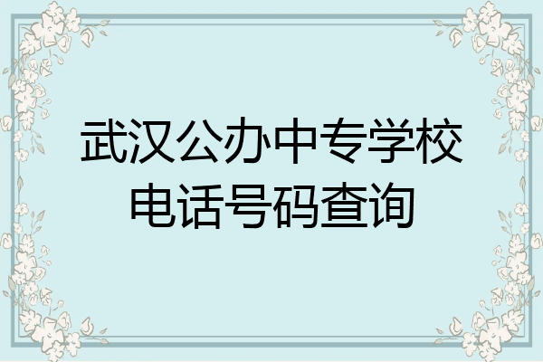 武汉公办中专学校电话号码查询