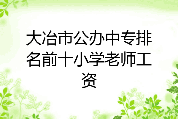 大冶市公办中专排名前十小学老师工资