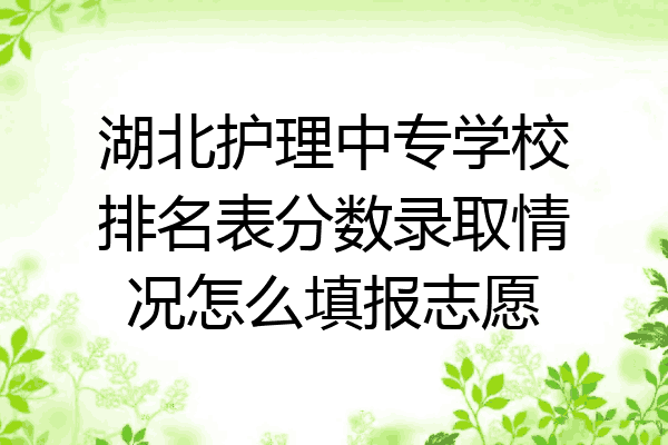 湖北护理中专学校排名表分数录取情况怎么填报志愿
