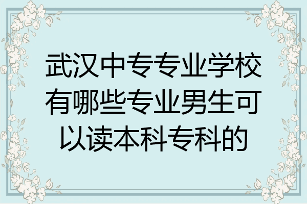 武汉中专专业学校有哪些专业男生可以读本科专科的