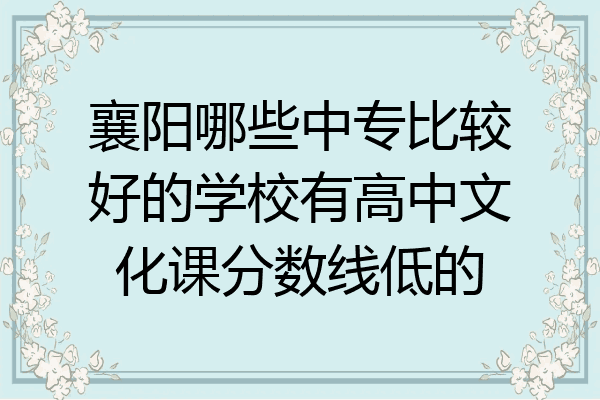 襄阳哪些中专比较好的学校有高中文化课分数线低的