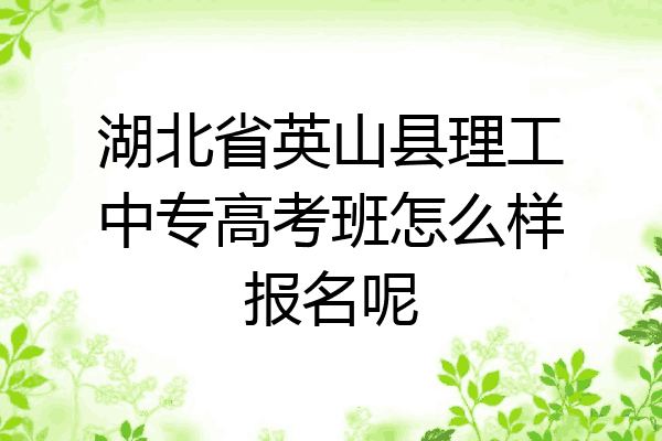 湖北省英山县理工中专高考班怎么样报名呢