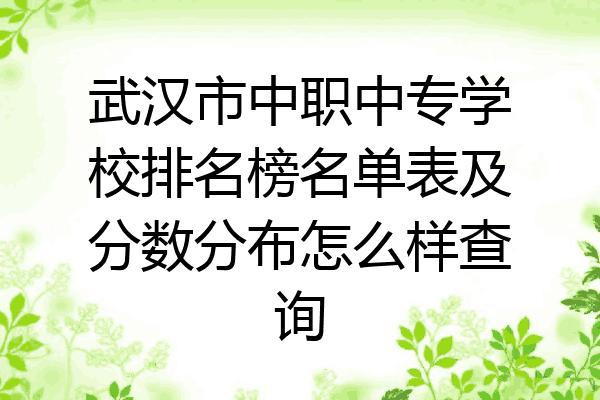 武汉市中职中专学校排名榜名单表及分数分布怎么样查询