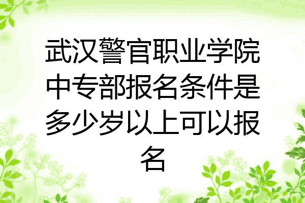武汉警官职业学院中专部报名条件是多少岁以上可以报名