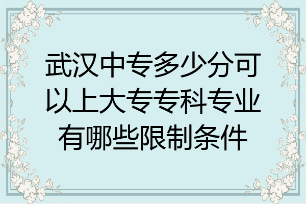 武汉中专多少分可以上大专专科专业有哪些限制条件