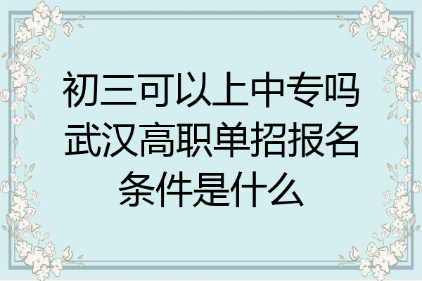 初三可以上中专吗武汉高职单招报名条件是什么
