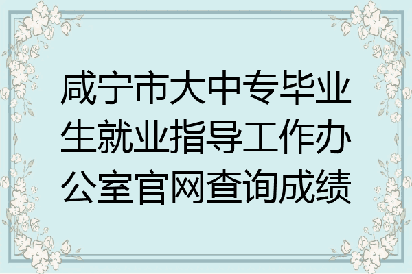 咸宁市大中专毕业生就业指导工作办公室官网查询成绩