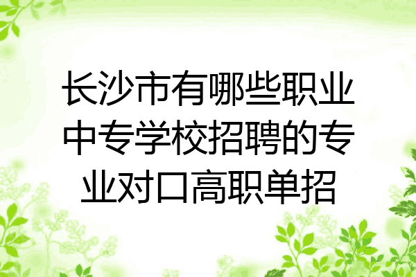 长沙市有哪些职业中专学校招聘的专业对口高职单招