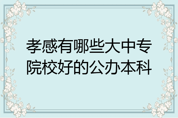 孝感有哪些大中专院校好的公办本科