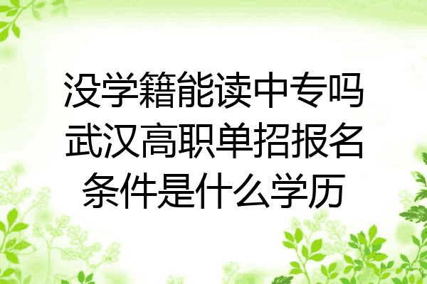 没学籍能读中专吗武汉高职单招报名条件是什么学历