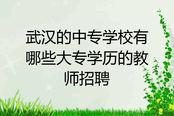 武汉的中专学校有哪些大专学历的教师招聘