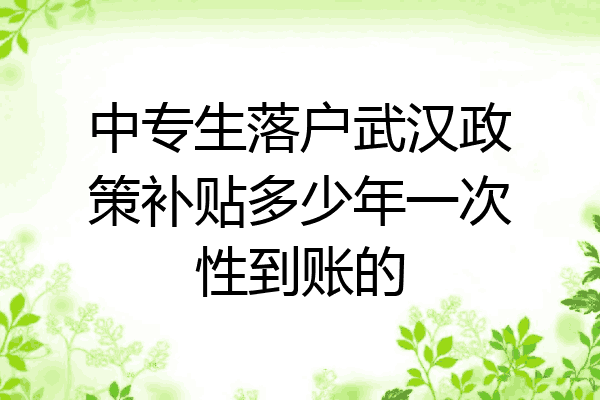 中专生落户武汉政策补贴多少年一次性到账的