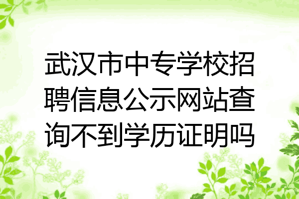 武汉市中专学校招聘信息公示网站查询不到学历证明吗