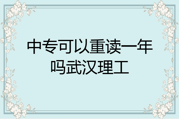 中专可以重读一年吗武汉理工